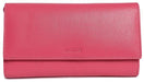 Image of a saddler grace large leather multi section rfid credit card clutch purse in fuschia. It is made from leather