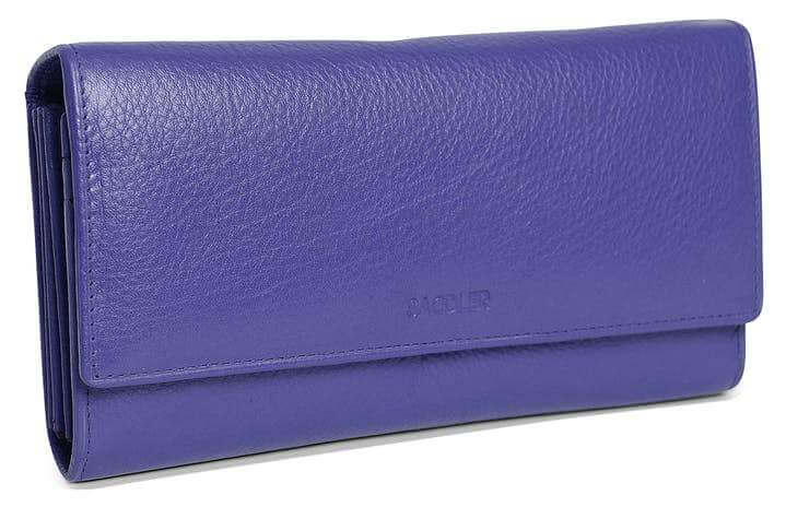 Saddler "Grace" Women's Large Luxurious Leather Multi Section Rfid Credit Card Clutch Purse in Purple. This large flapover organiser purse looks great and is extremely practical as well. Capable of holding 7 Credit Cards and featuring multiple slip-in and zipper coin purse pockets and large ID and Photo window. With Rfid protection built in and presented in its own gift box. Approximate Size: 19.0 x 11.0 x 5.5cm when closed. 12 month warranty for normal use.