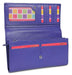 Image of a saddler grace large leather multi section rfid credit card clutch purse in purple. It is made from leather