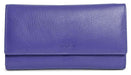 Image of a saddler grace large leather multi section rfid credit card clutch purse in purple. It is made from leather