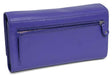 Image of a saddler grace large leather multi section rfid credit card clutch purse in purple. It is made from leather