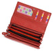 Image of a saddler grace large leather multi section rfid credit card clutch purse in red. It is made from leather