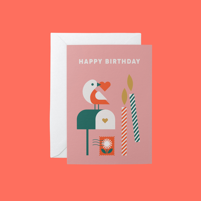 Happy Birthday Card, Bird Mail