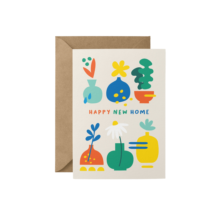  a Happy New Home Card, Flower Pots