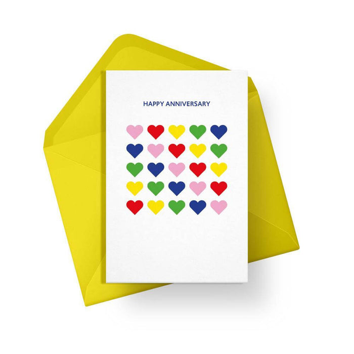  a Happy Anniversary Rainbow Hearts Card