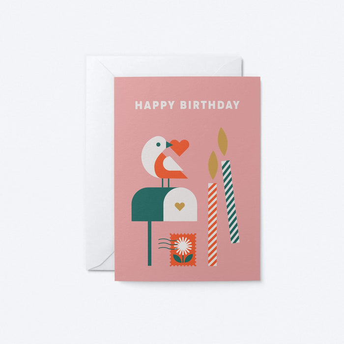 Happy Birthday Card, Bird Mail