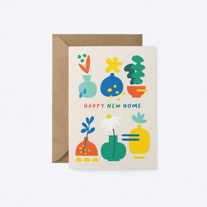 Happy New Home Card, Flower Pots