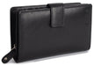 Saddler "Holly" Women's Luxurious Leather Bifold Rfid Wallet Clutch Zipper Purse in Black.  Functional, handy mid-size Purse with capacity for 8 credit cards, notes and 2 windows for ID or Pass cards and large zip purse to the rear, with Rfid protection built in and presented in its own gift box. Approximate Size: 15.0 x 9.0 x 4.0cm when closed. 12 month warranty for normal use.