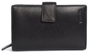 Image of a saddler holy leather bifold rfid wallet clutch zipper purse in Black. It is made from leather