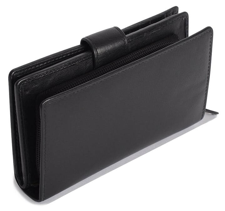 Image of a saddler holy leather bifold rfid wallet clutch zipper purse in Black. It is made from leather