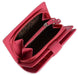 Image of a saddler holy leather bifold rfid wallet clutch zipper purse in fuschia. It is made from leather