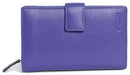 Image of a saddler holy leather bifold rfid wallet clutch zipper purse in purple. It is made from leather