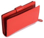 Image of a saddler holy leather bifold rfid wallet clutch zipper purse in red. It is made from leather