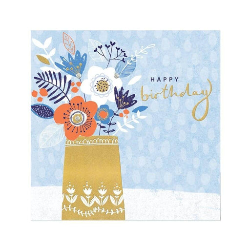  a Happy Birthday Card with Vase of Flowers Design