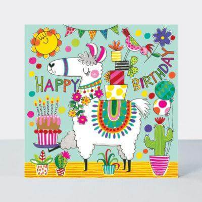 Jigsaw Card with Happy Birthday Llama Design