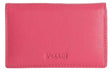 Image of a saddler jesscia leather slim rfid credit card holder in fuschia. It is made from leather