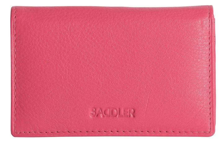 Image of a saddler jesscia leather slim rfid credit card holder in fuschia. It is made from leather