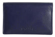 Image of a saddler jesscia leather slim rfid credit card holder in navy blue. It is made from leather