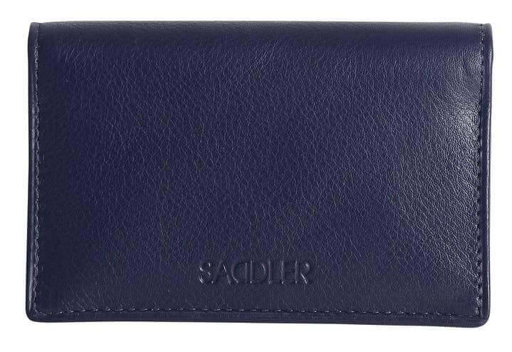 Image of a saddler jesscia leather slim rfid credit card holder in navy blue. It is made from leather