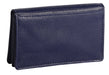 Image of a saddler jesscia leather slim rfid credit card holder in navy blue. It is made from leather