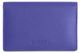 Image of a saddler jesscia leather slim rfid credit card holder in purple. It is made from leather