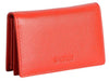 Saddler "Jessica" Women's Luxurious Leather Slim Rfid Credit Card Holder in Red. A modern, designer slim minimalist credit wallet with Rfid protection built in and presented in its own gift box. Practical for Business and credit cards held in 2 main sections and with an additional ID window section and outer back pocket making this a very popular style. Approximate Size: 10.5 x 7.0 x 2.0cm. 12 month warranty for normal use. 