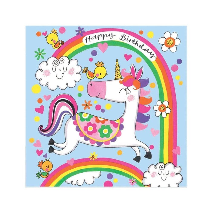  a Happy Birthday Jigsaw Card with Unicorn & Rainbows Design