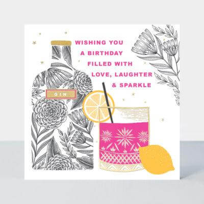 Happy Birthday Card with Gin Cocktail Design