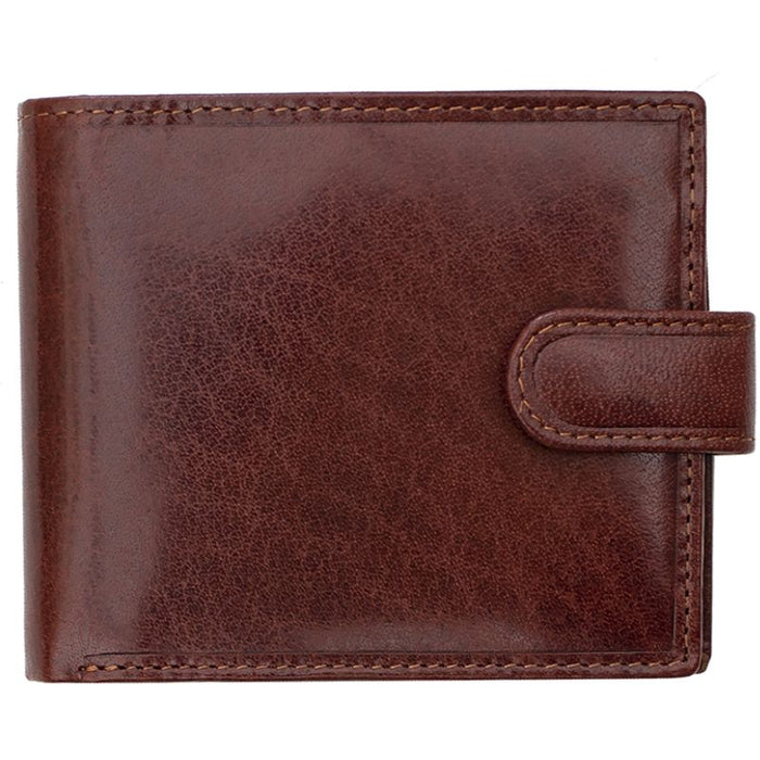 Primehide Luxury Brown Leather Lazio Trifold Wallet RFID Blocking