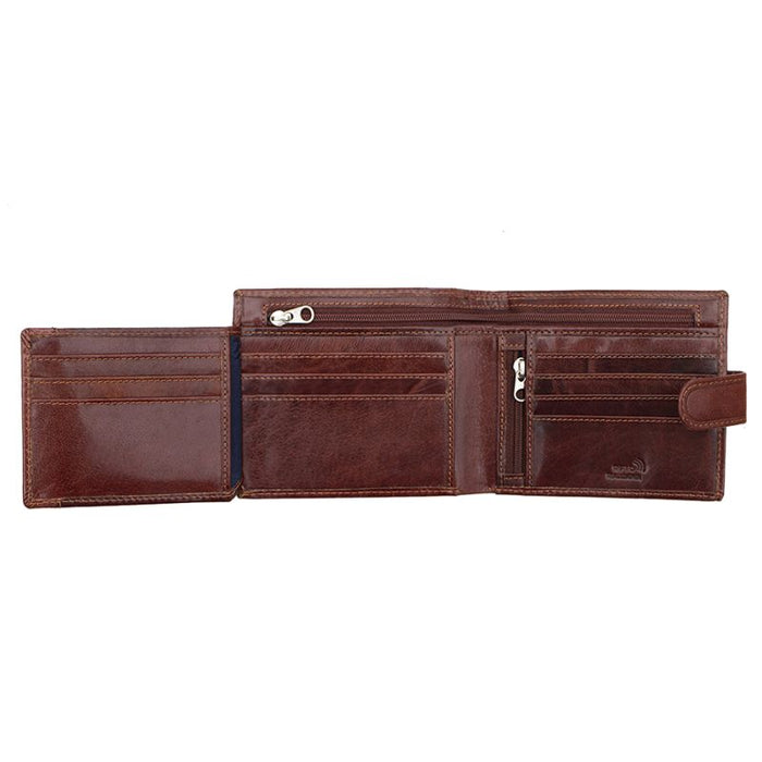 Primehide Luxury Brown Leather Lazio Trifold Wallet RFID Blocking