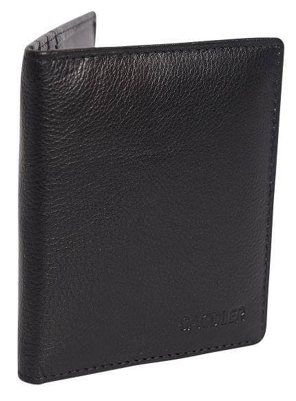 Image of a saddler lexi leather bifold rfid credit card holder in black. It is made from leather