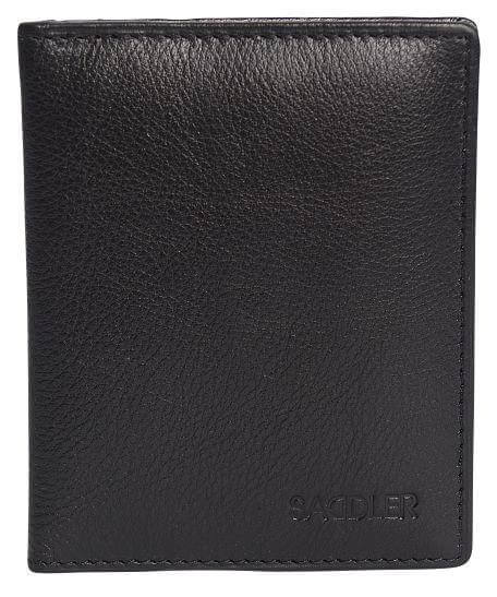 Image of a saddler lexi leather bifold rfid credit card holder in black. It is made from leather