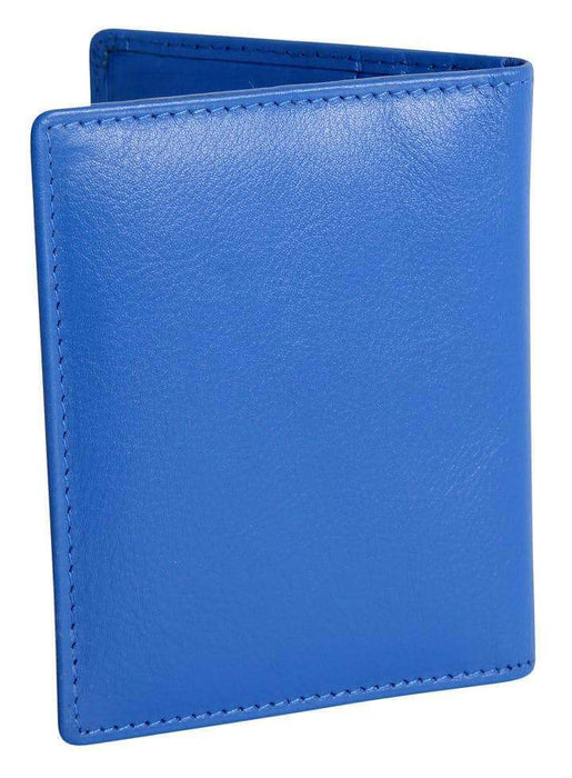 Image of a saddler lexi leather bifold rfid credit card holder in Blue. It is made from leather