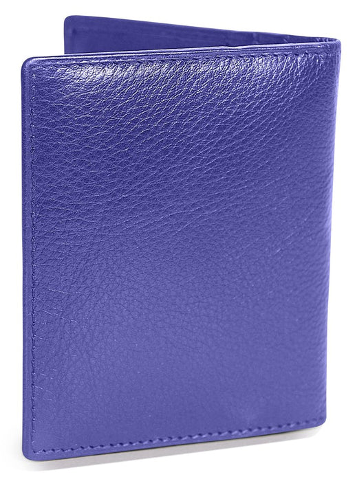 Image of a saddler lexi leather bifold rfid credit card holder in purple. It is made from leather