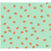 image of a square of wrapping paper, the paper has a light green almost mint background with lots of illustrated stawberries on it