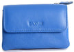 Image of a saddler lily flapover small coin purse in Blue. It is made from leather