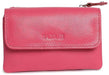 Image of a saddler lily flapover small coin purse in fuschia. It is made from leather