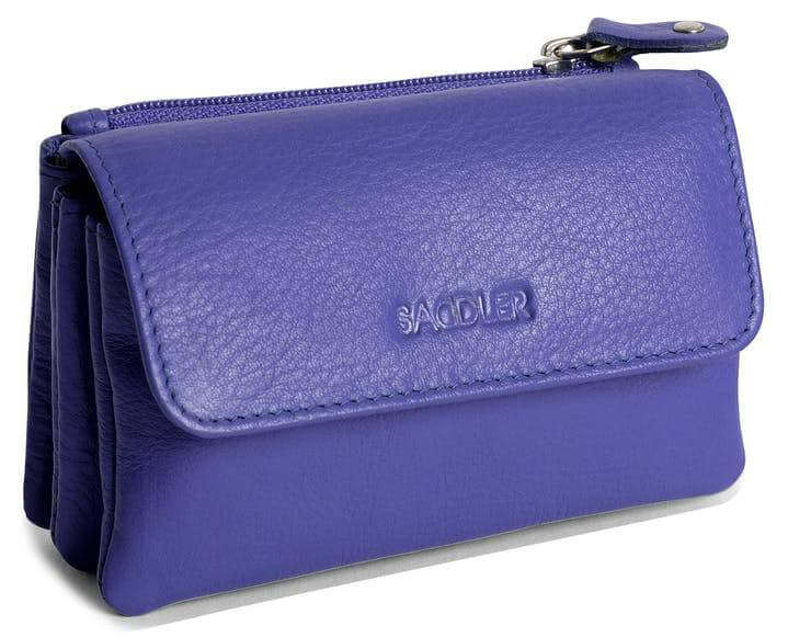 Saddler "Lily" Flapover Small Coin Purse in Purple. This roomy, luxurious, leather 3 section, coin purse can accommodate multiple credit cards with plenty of room for coins or small keys in either of the 2 zipper pockets, 2 open pockets and 2 slip-in pockets. Approximate Size: 12.0 x 8.0 x 3.0cm when closed. 12 month warranty for normal use.