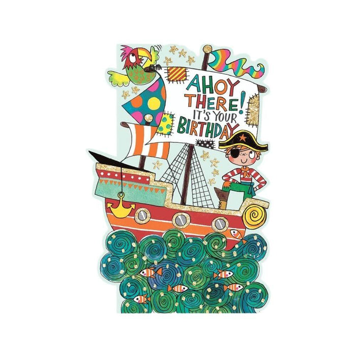  a Happy Birthday Card with Pirate Ship Design