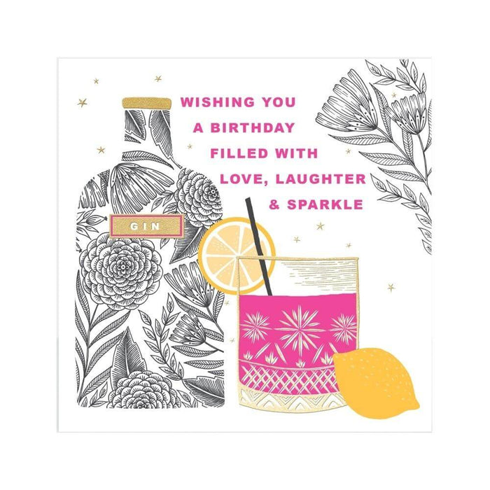  a Happy Birthday Card with Gin Cocktail Design