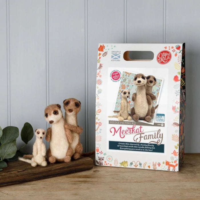 The Crafty Kit Co Meerkat Family Needle Felting Kit