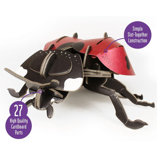 This easy to assemble Mini Build ladybird uses slot together techniques – there’s no glue, no mess, no fuss. Everything you need is provided in the kit – simply follow the included instructions: press out the pre-cut parts, build and play! Made using 100% sustainable cardboard and paper. 20-minute build time. Skill level rating: 2 stars out of 5. 27 press out parts. Designed in the UK. Age 8+.