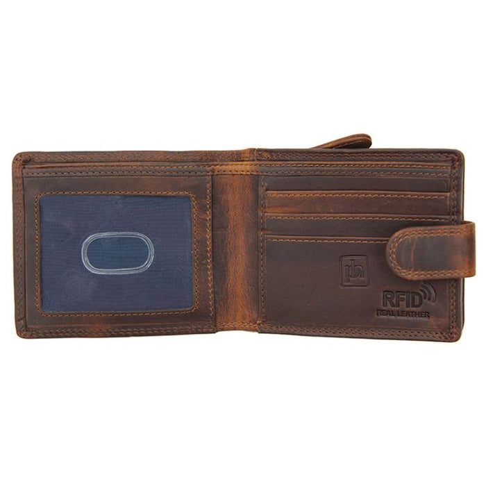 Primehide Luxury Brown Leather New York Bifold Wallet RFID Blocking