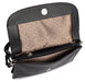 Image of a saddler olivia slim cross body purse clutch with detachable strap in Black. It is made from leather