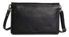 Image of a saddler olivia slim cross body purse clutch with detachable strap in Black. It is made from leather