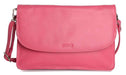 Saddler "Olivia" Slim Cross Body Purse Clutch with Detachable Strap in Fuchsia. Made from luxurious leather, this 3-section handbag has 2 open sections to the main body with a zipped section to the centre and internal zipped pocket to the rear. It also features an adjustable and detachable shoulder strap which allows this bag to be used as a cross body or as a clutch. The strap centre drop is 75cm. Approximate Size: 22.5 x 15.0 x 3.5cm when closed. 12 month warranty for normal use. 