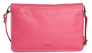 Image of a saddler olivia slim cross body purse clutch with detachable strap in fuschia. It is made from leather