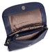 Image of a saddler olivia slim cross body purse clutch with detachable strap in navy blue. It is made from leather