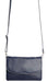 Image of a saddler olivia slim cross body purse clutch with detachable strap in navy blue. It is made from leather