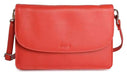 Saddler "Olivia" Slim Cross Body Purse Clutch with Detachable Strap in Red. Made from luxurious leather, this 3-section handbag has 2 open sections to the main body with a zipped section to the centre and internal zipped pocket to the rear. It also features an adjustable and detachable shoulder strap which allows this bag to be used as a cross body or as a clutch. The strap centre drop is 75cm. Approximate Size: 22.5 x 15.0 x 3.5cm when closed. 12 month warranty for normal use. 